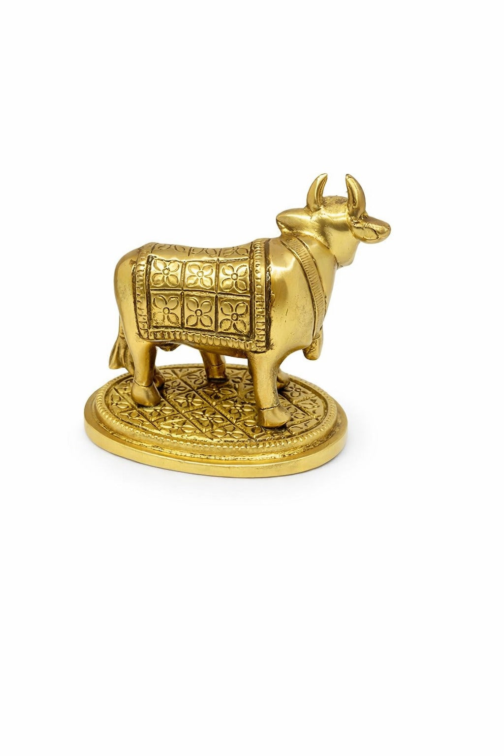 PeetalKraft Kamadhenu Brass Idol Cow with Calf for Abundance and Success, Size 7x5x7 cm, Weight 300 Grams