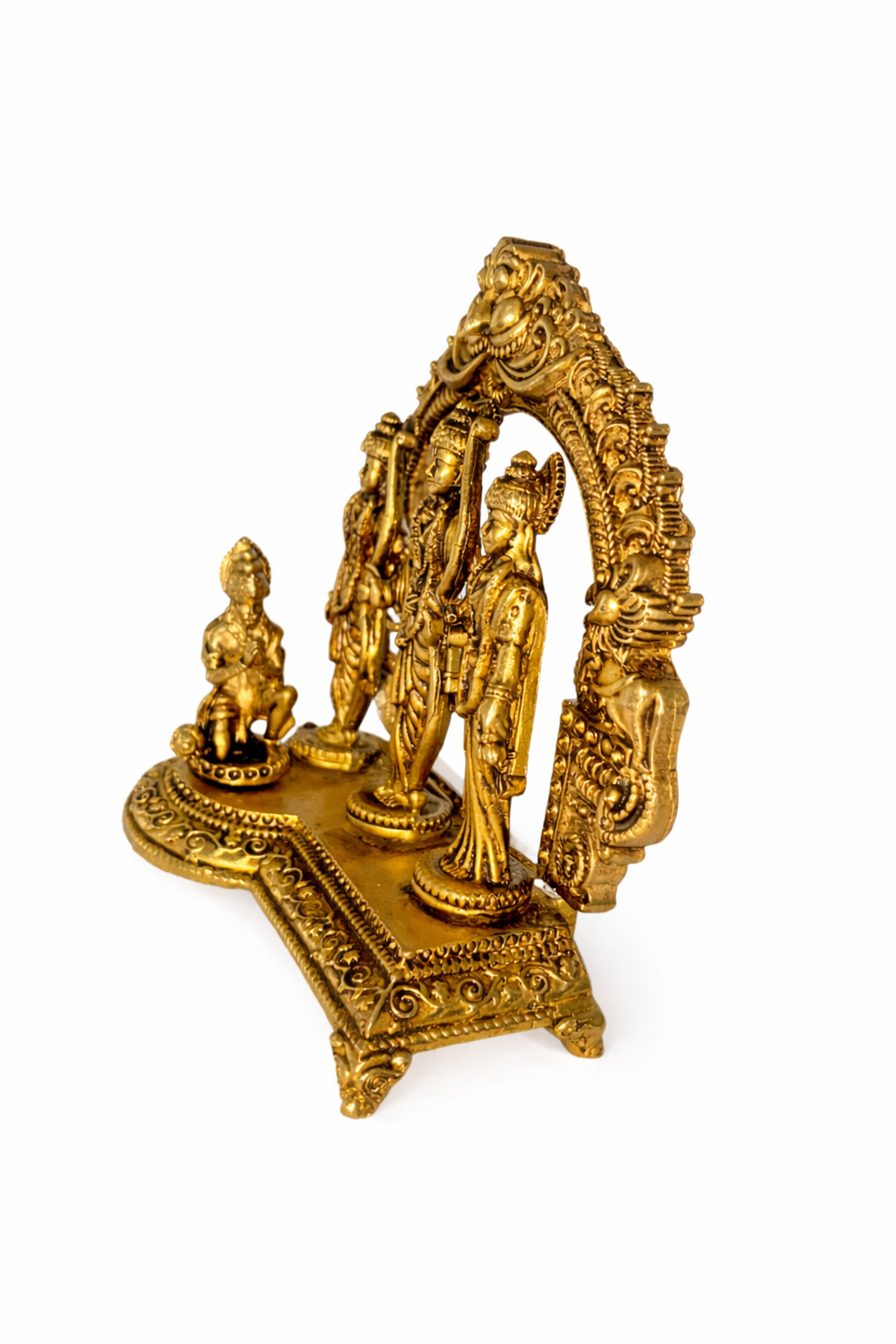 PeetalKraft Small Handcrafted Brass Ram Darbar Murti (Rama, Sita, Laxman, Hanuman), Size 9x5x10 cm, Weight 400 Grams