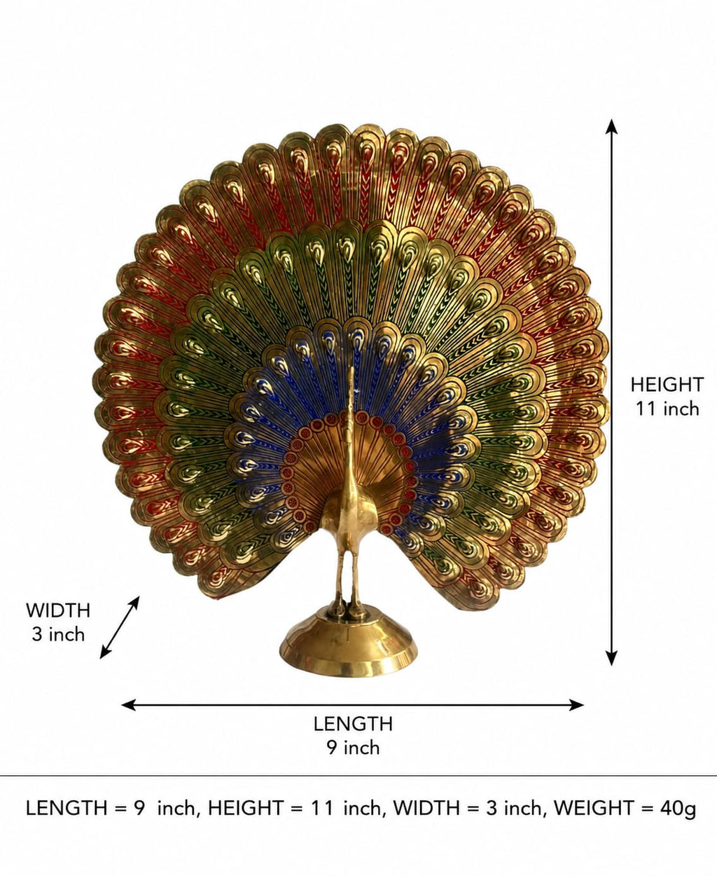 Premium Brass Peacock Showpiece | Elegant  Peacock Decorative Idol | Luxury Home Decor for Living Room, office & Table.