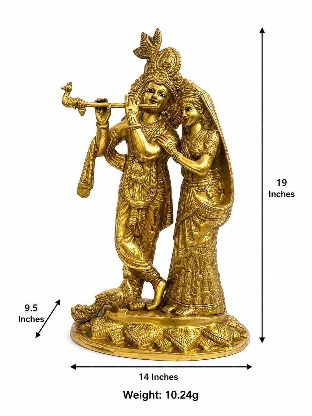 Premium Brass Radha Krishna Idol | Divine Radha Krishna Statue for Home Temple & Decor | Spiritual Gift & Pooja Decor
