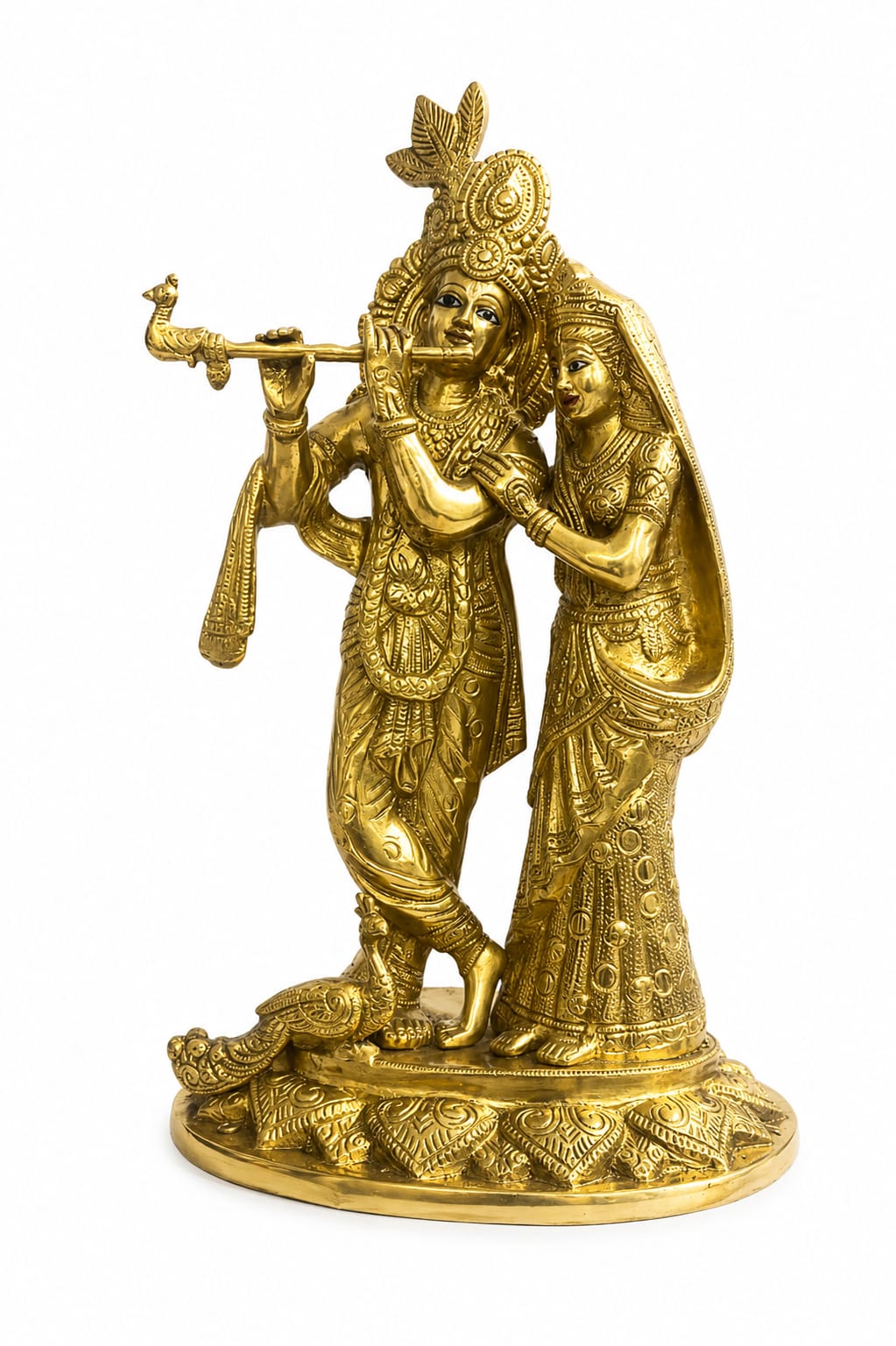 Premium Brass Radha Krishna Idol | Divine Radha Krishna Statue for Home Temple & Decor | Spiritual Gift & Pooja Decor