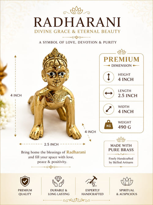 Ashtadhatu brass Radharani idol for home temple