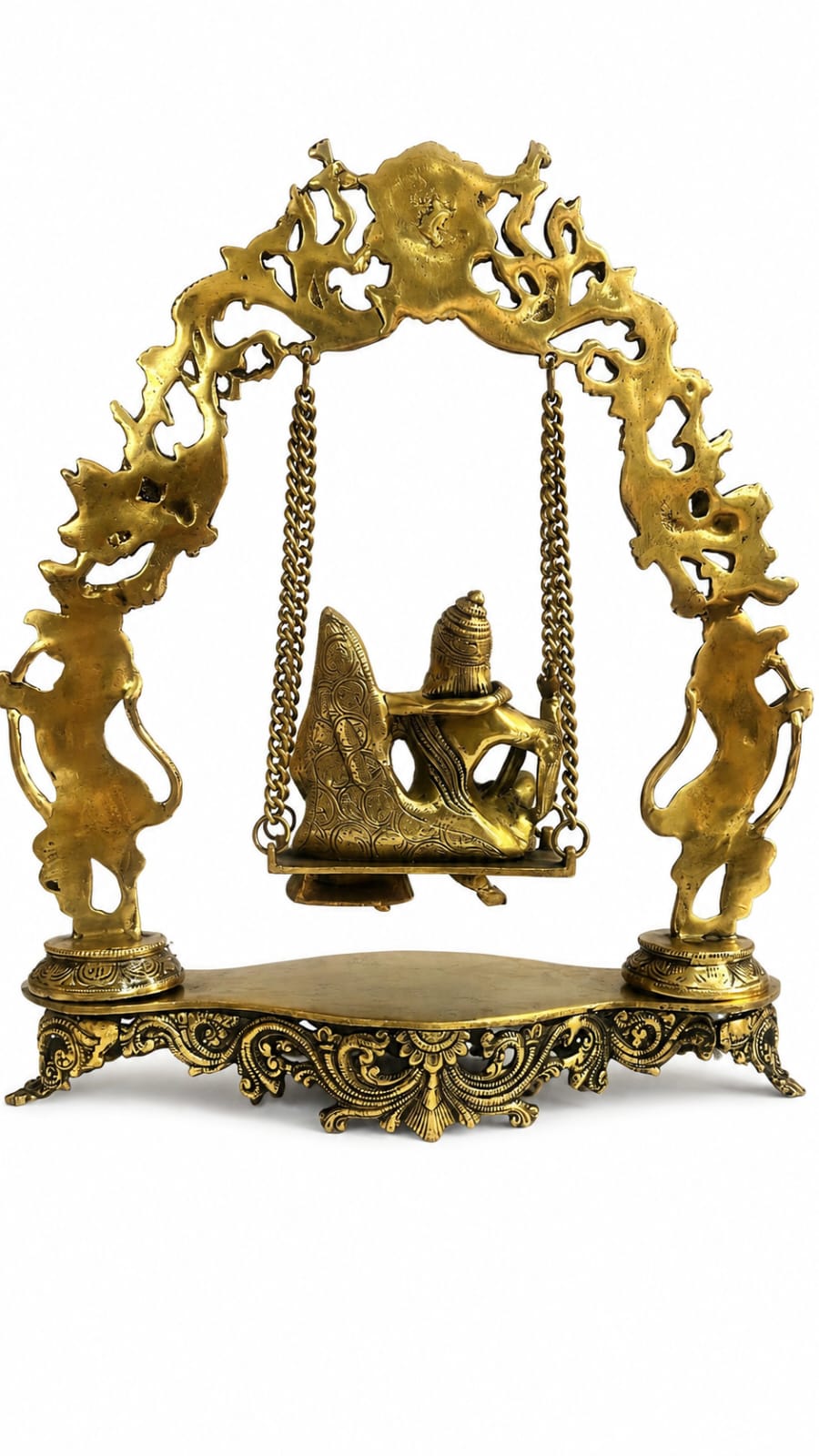 Premium Brass Radha Krishna Jhoola Idol | Radha Krishna Swing Statue for Home Temple & Decor | Divine Spiritual Gift .
