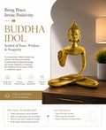 Premium Brass Hollow Buddha Statue for Home Decor | Elegant Meditating Buddha Idol for Living Room, office & Meditation space.
