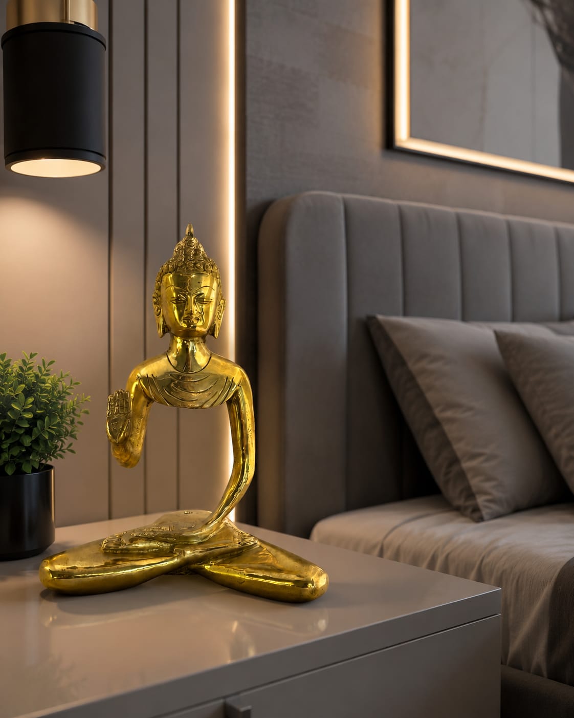 Premium Brass Hollow Buddha Statue for Home Decor | Elegant Meditating Buddha Idol for Living Room, office & Meditation space.