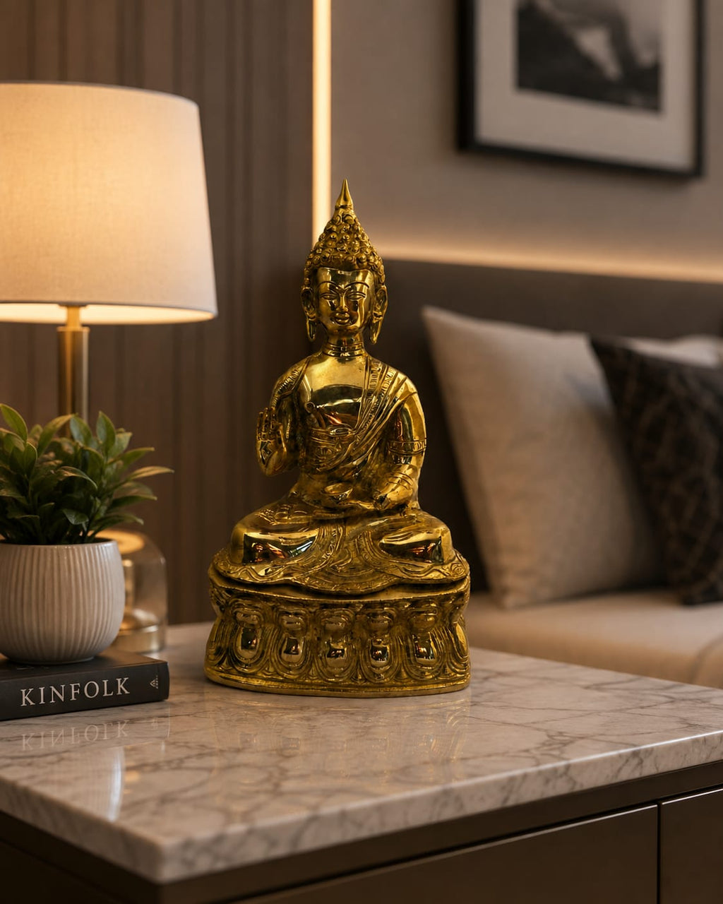 Premium Brass Buddha Statue for Home Decor , Meditation & Temple | Peace & Prosperity Idol