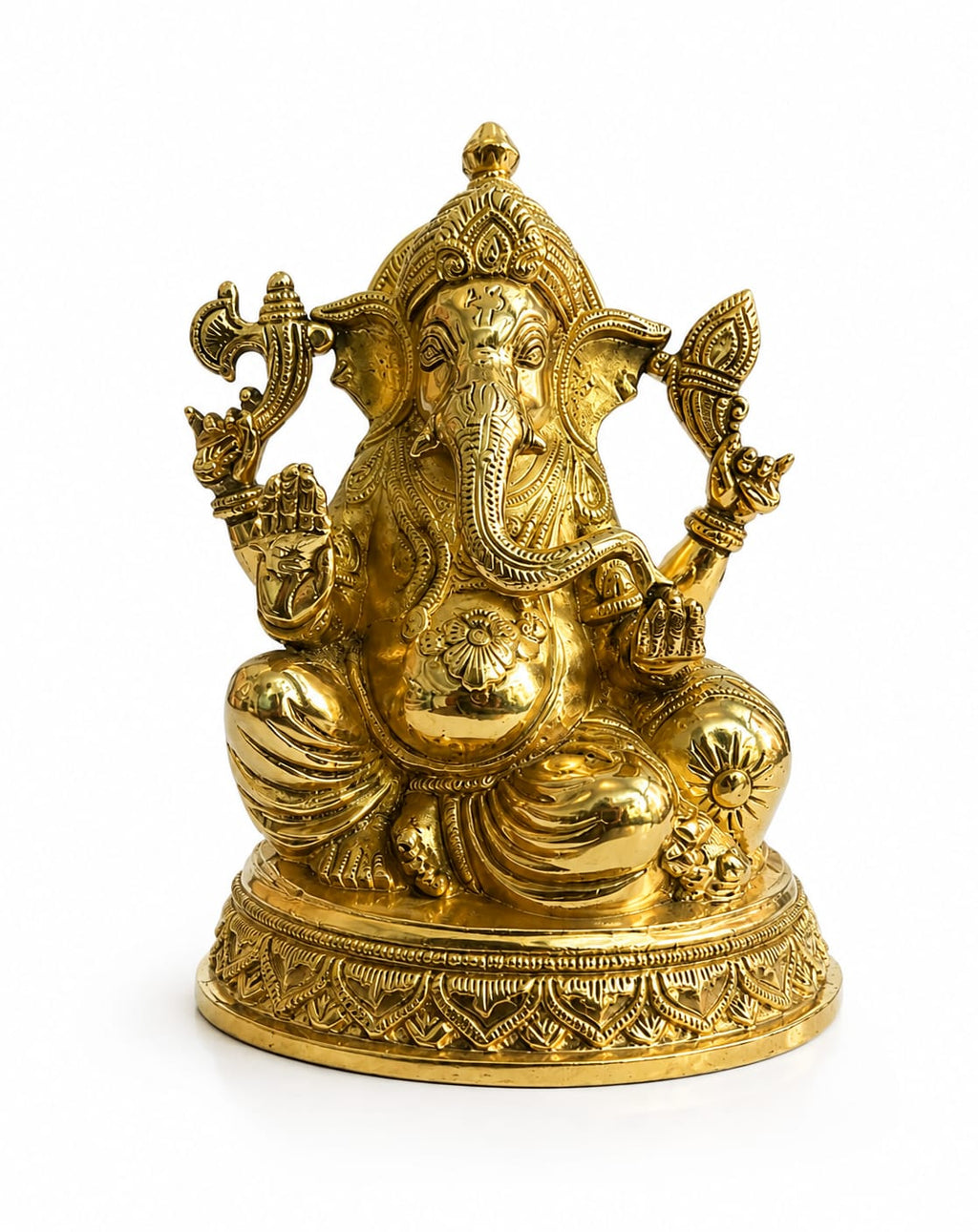 Premium Brass Lord Ganesha Idol | Divine Ganesh Statue for Home Temple & Decor | Spiritual Gift for prosperity & good fortune