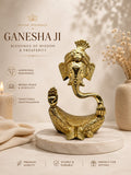 Brass Ganesha Idol with Crown - Small