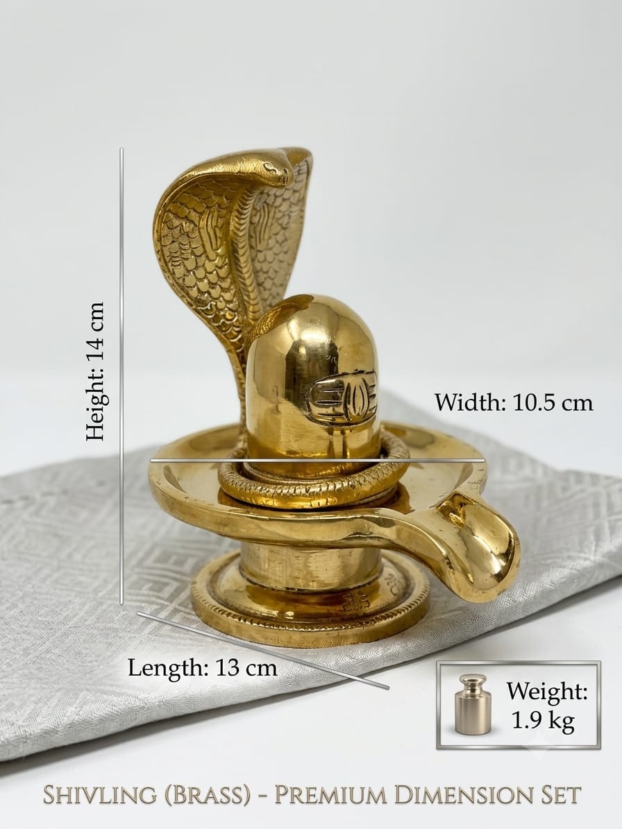 Brass Shivling with Traditional Base -Premium Lord Shiva Shivling Idol for Home Temple & Pooja .