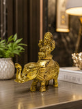 Brass Gajlakshmi elephant idol, Goddess Lakshmi showpiece