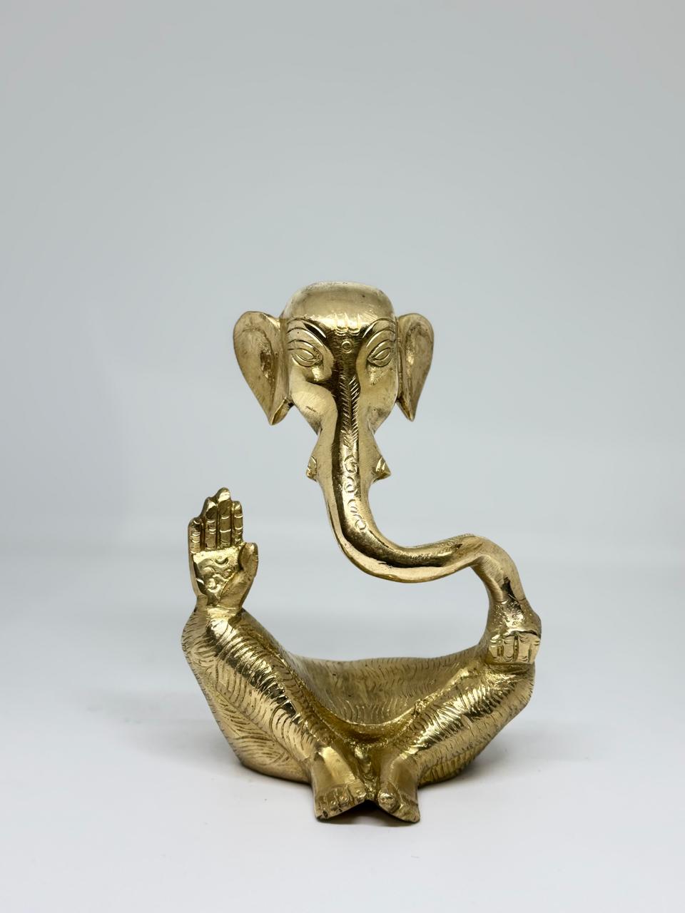 Premium Brass Lord Ganesha Idol - Small Trunk | Ganesh ji Statue for Home Temple & Office Decor .