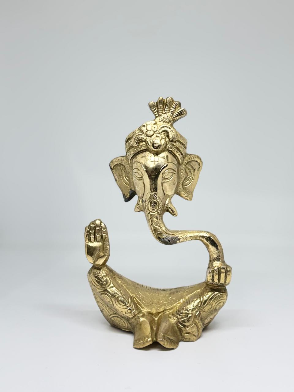 Brass Ganesh Idol with Crown