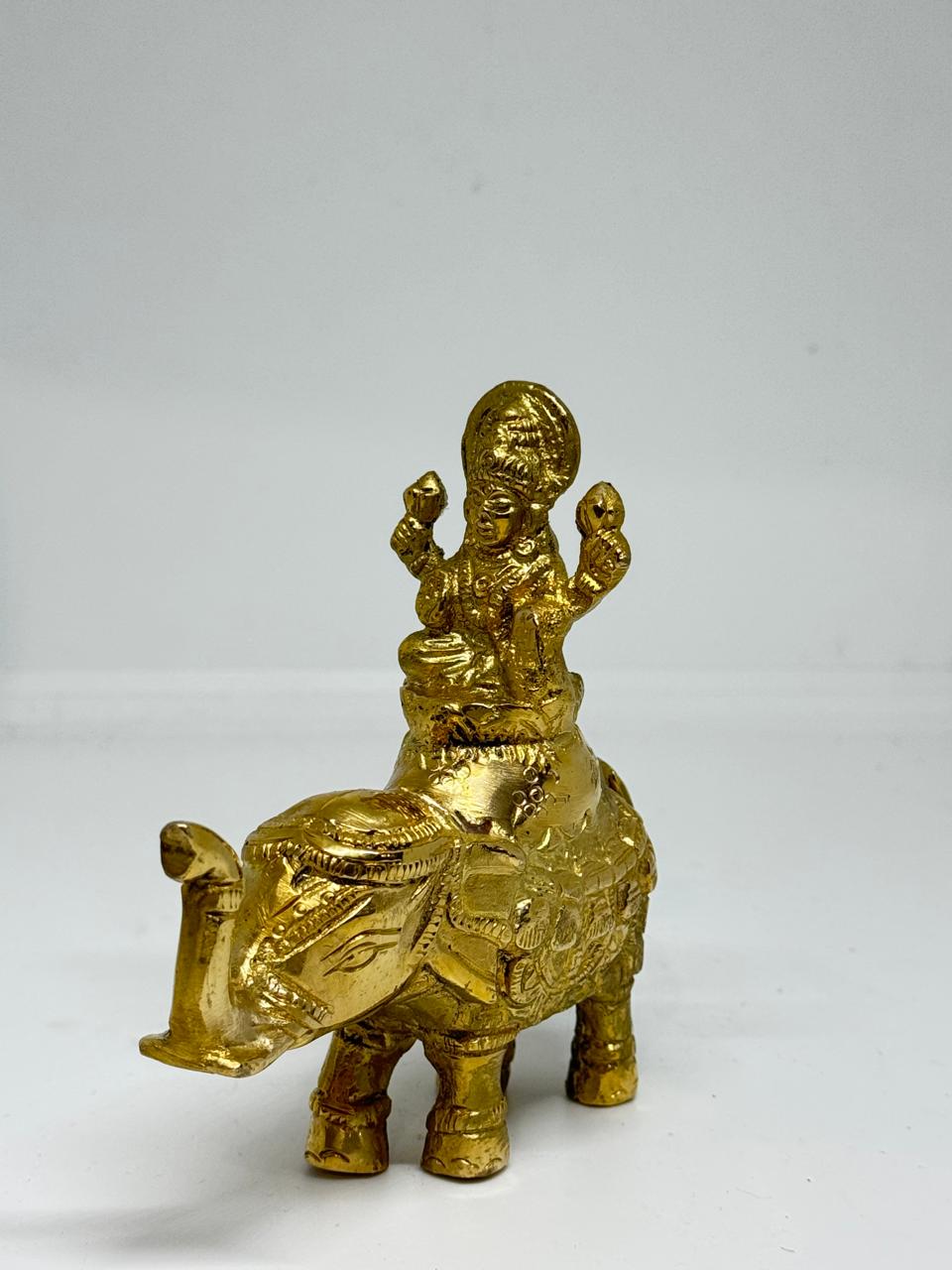 Brass Gajlakshmi elephant idol, Goddess Lakshmi showpiece