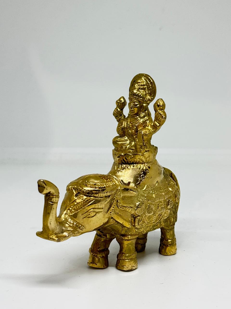 Brass Gajlakshmi elephant idol, Goddess Lakshmi showpiece