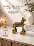 Handcrafted Brass Horse Showpiece with Wheels
