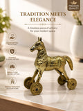 Medium brass horse Shoepiece with wheels, antique finish