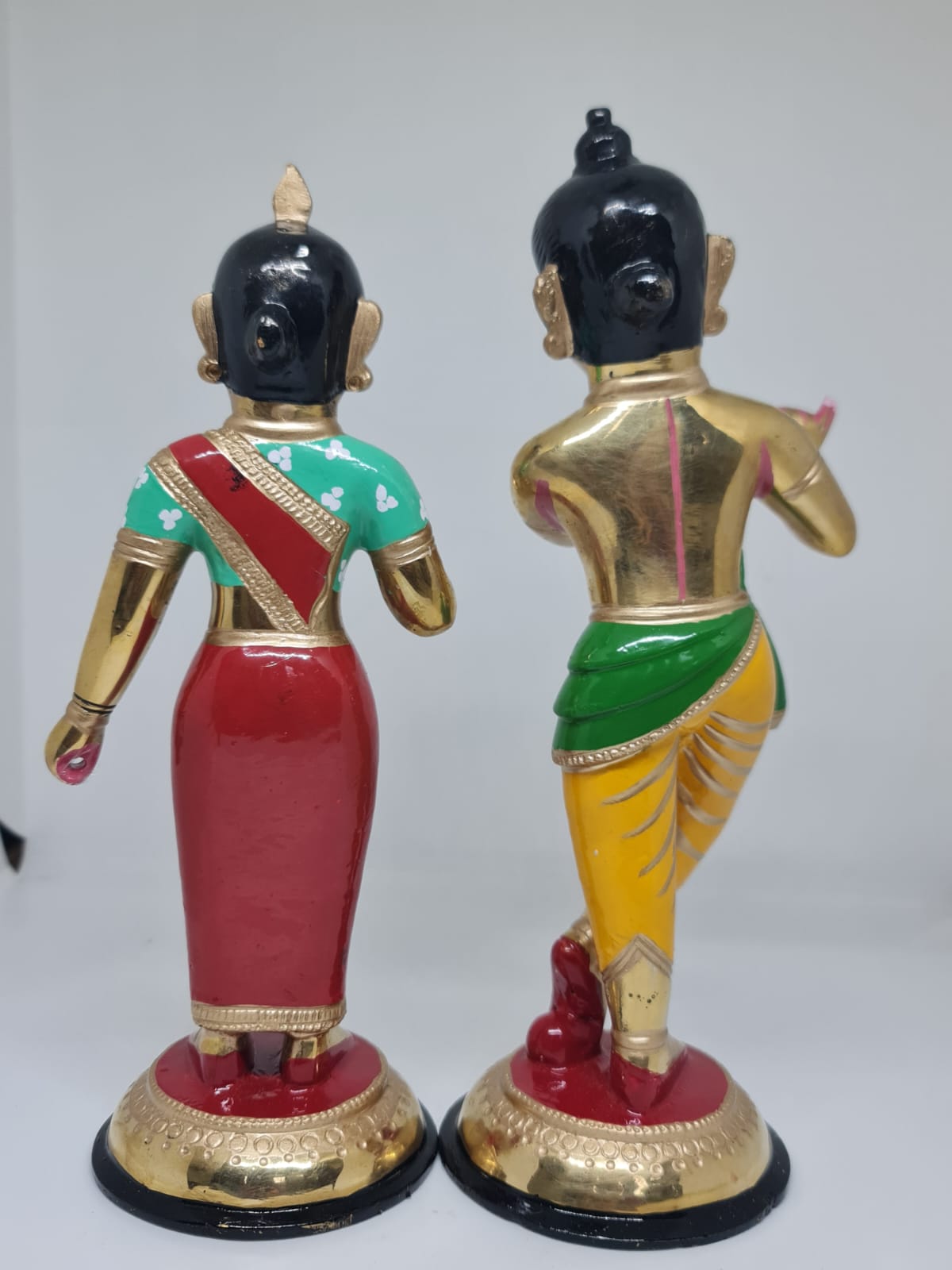 Premium Radha Krishna Idol Set- Handcrafted Brass Finish Decorative Figurine Pair for Home Temple, Living Room & Pooja Decor.