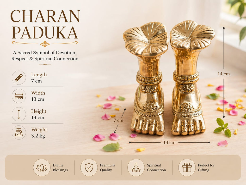 PeetalKraft Premium Laxmi Charan Paduka – Brass Laxmi Footprints for Diwali Puja & Home Decor