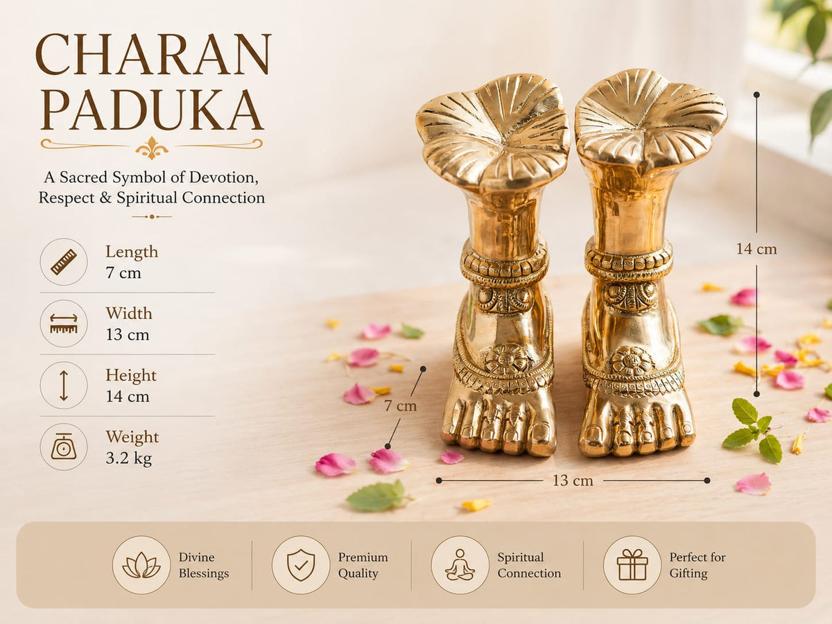Peetalkraft Premium Laxmi Charan Paduka - Brass Laxmi footprints for Diwali puja & Home Decor.