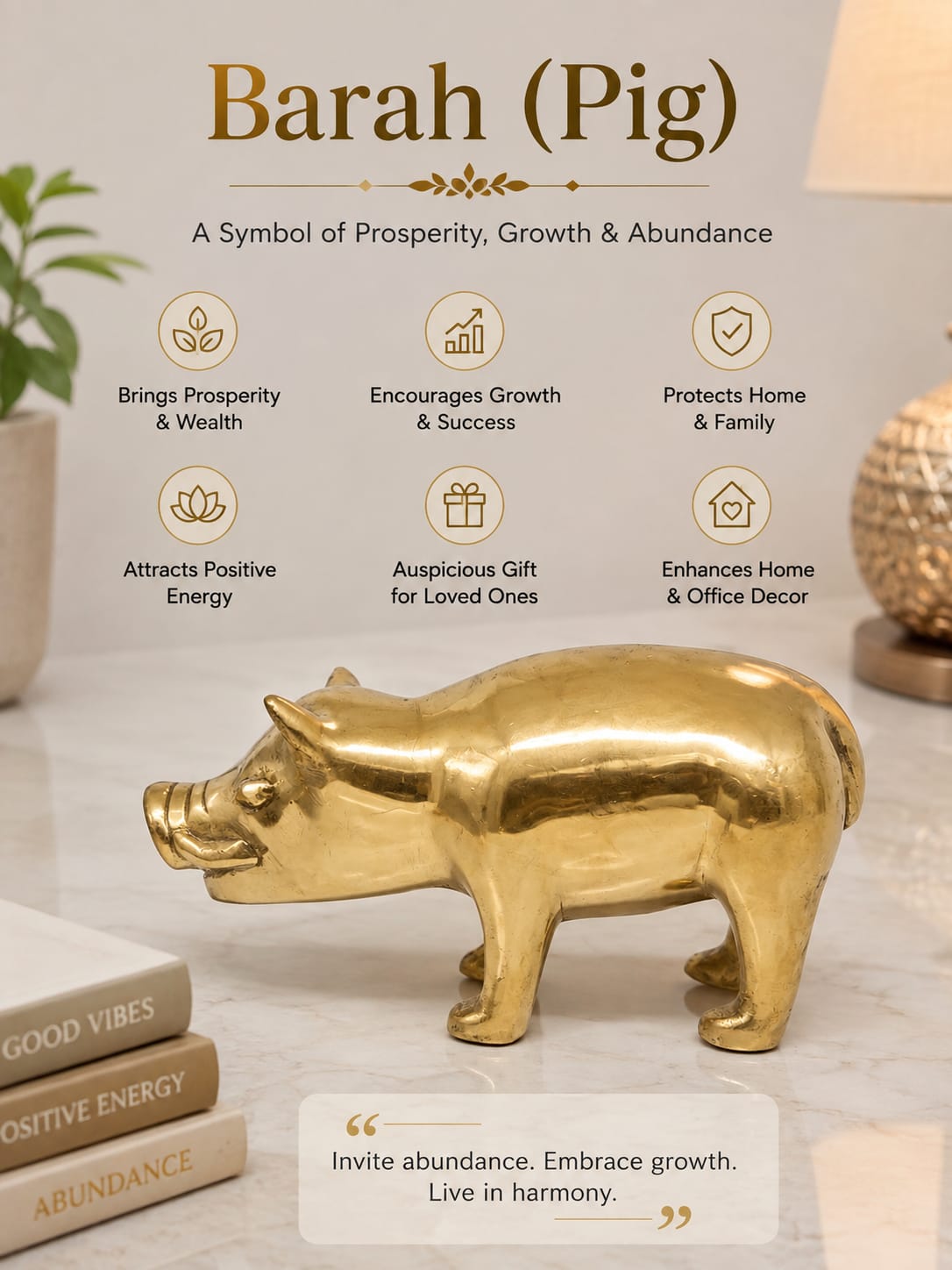 Premium Handcrafted Brass Varaha Statue - Traditional Boar-form Brass Figurine - Decorative Animal Sculpture for home & office decor.