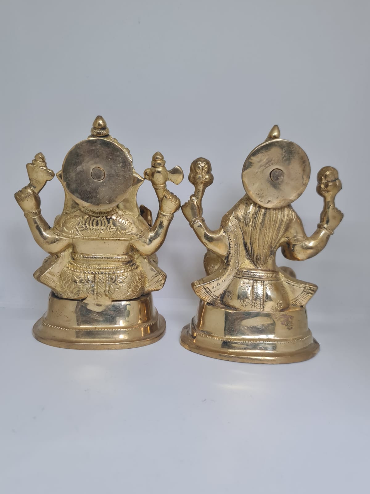 Antique Brass Lakshmi Ganesh Idol set for Pooja & Home Decor-Traditional Hindu Deity Statue for Temple & festive Decoration.