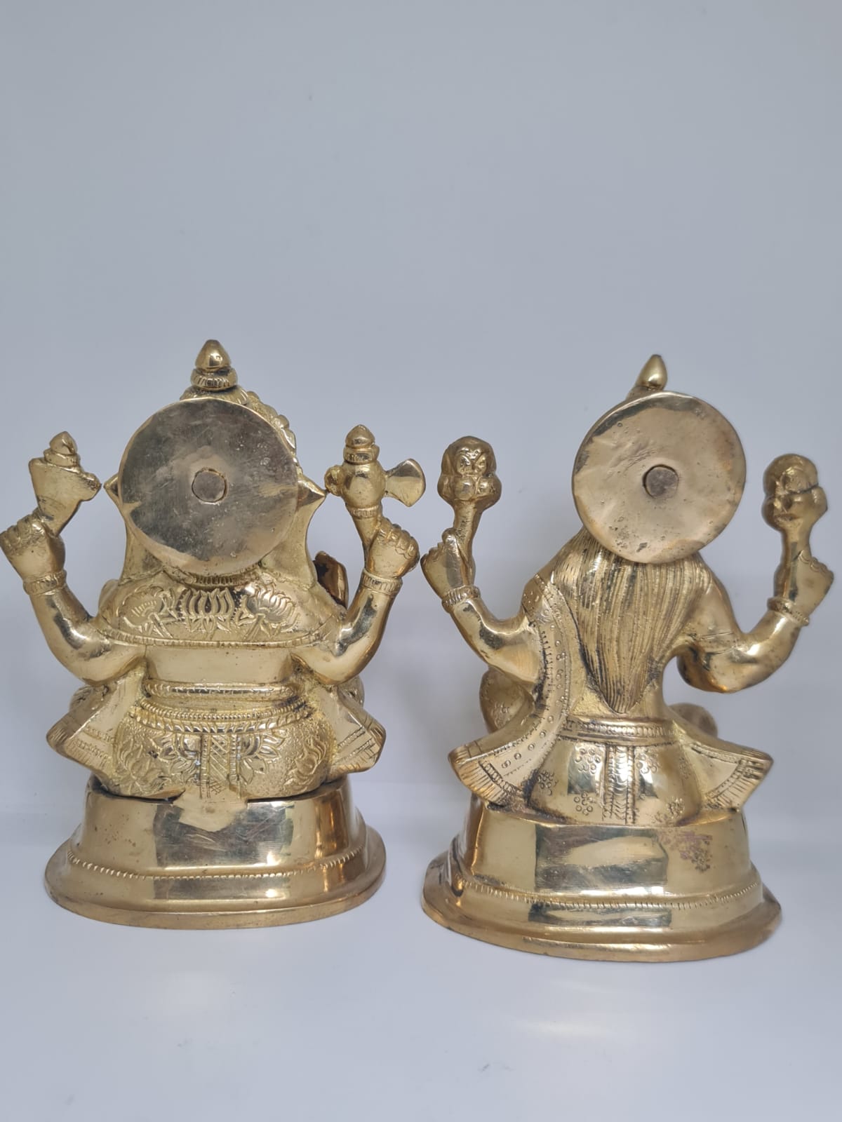 Antique Brass Lakshmi Ganesh Idol set for Pooja & Home Decor-Traditional Hindu Deity Statue for Temple & festive Decoration.