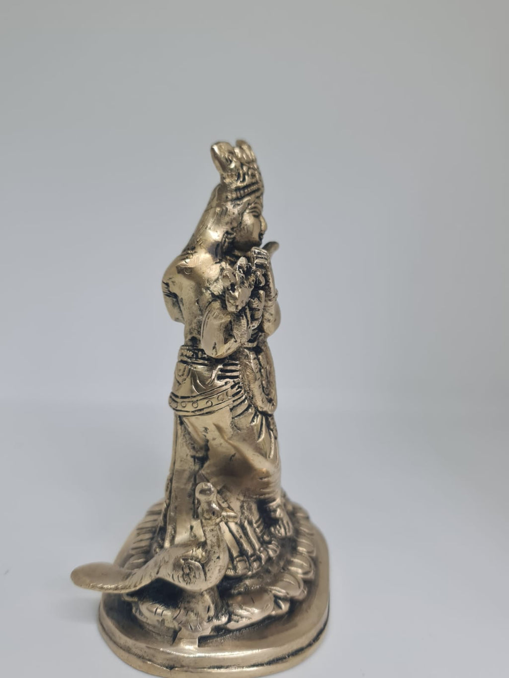 Antique Brass Radha Krishna Idol - Radha Krishna Statue for Home Temple & Puja Room - Traditional Brass Decorative gifting .