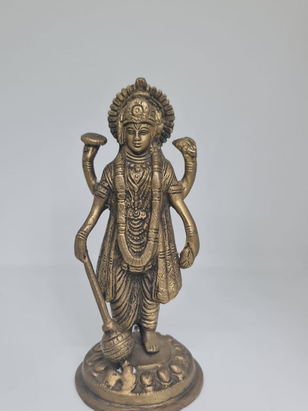 Antique Brass Vishnu Ji Idol – Lord Vishnu Statue for Home Temple & Puja Room