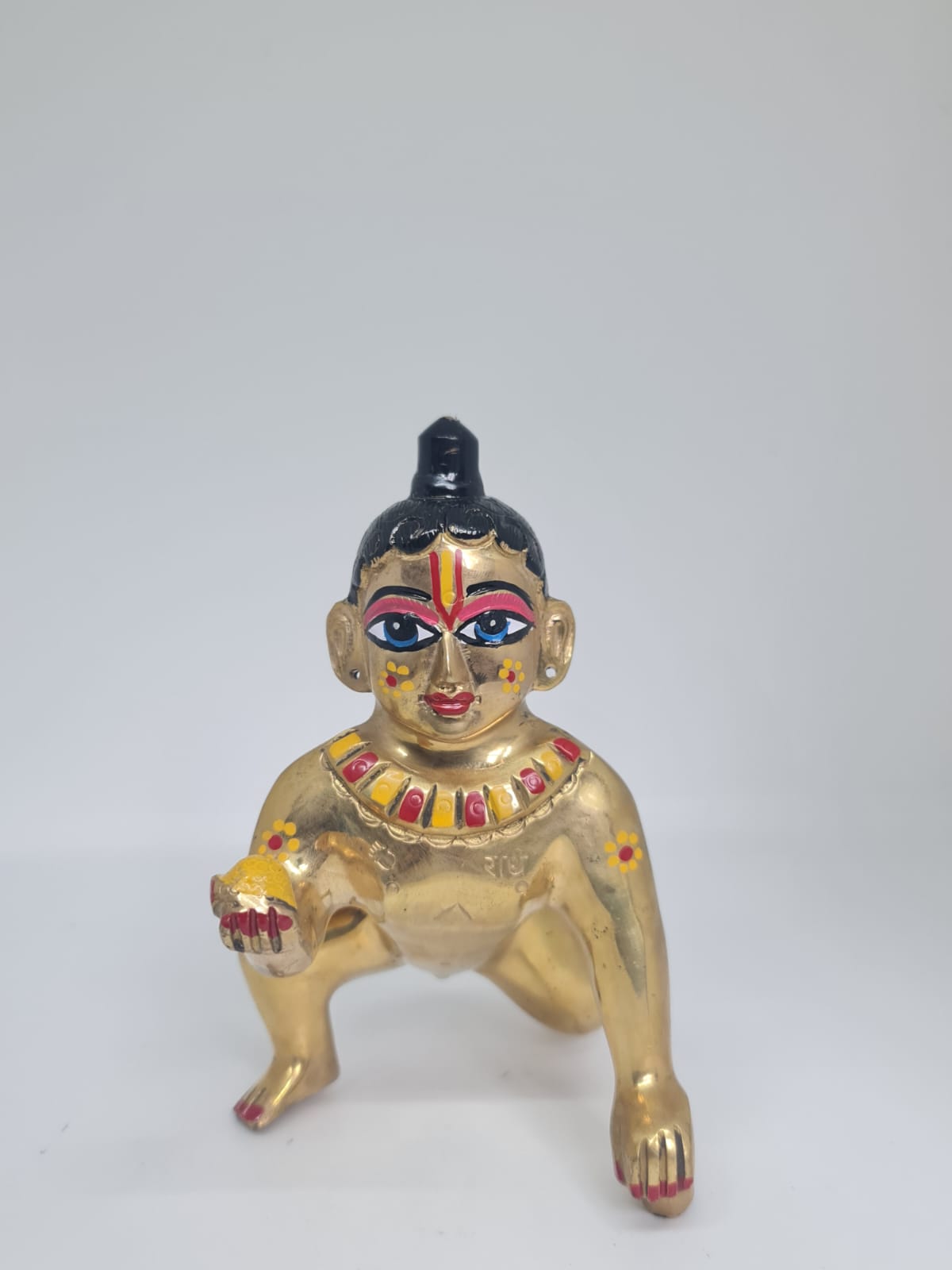 Premium Brass Colourful Laddu Gopal Idol-Bal Gopal Krishna Murti - Traditional Decorative Statue for Home Temple, Pooja Room & Gifting .
