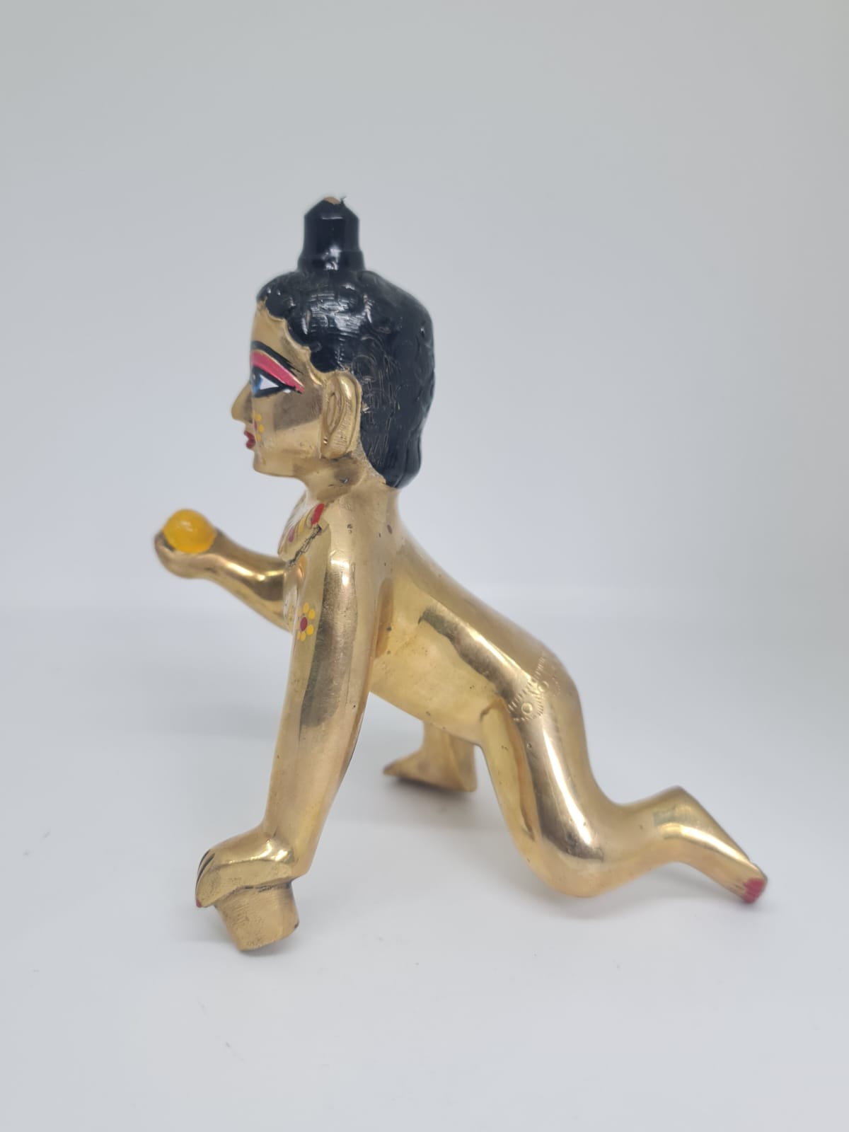 Premium Brass Colourful Laddu Gopal Idol-Bal Gopal Krishna Murti - Traditional Decorative Statue for Home Temple, Pooja Room & Gifting .