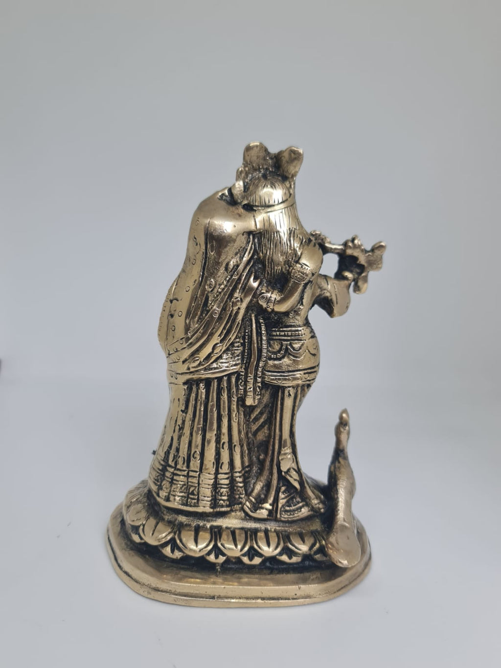 Antique Brass Radha Krishna Idol - Radha Krishna Statue for Home Temple & Puja Room - Traditional Brass Decorative gifting .