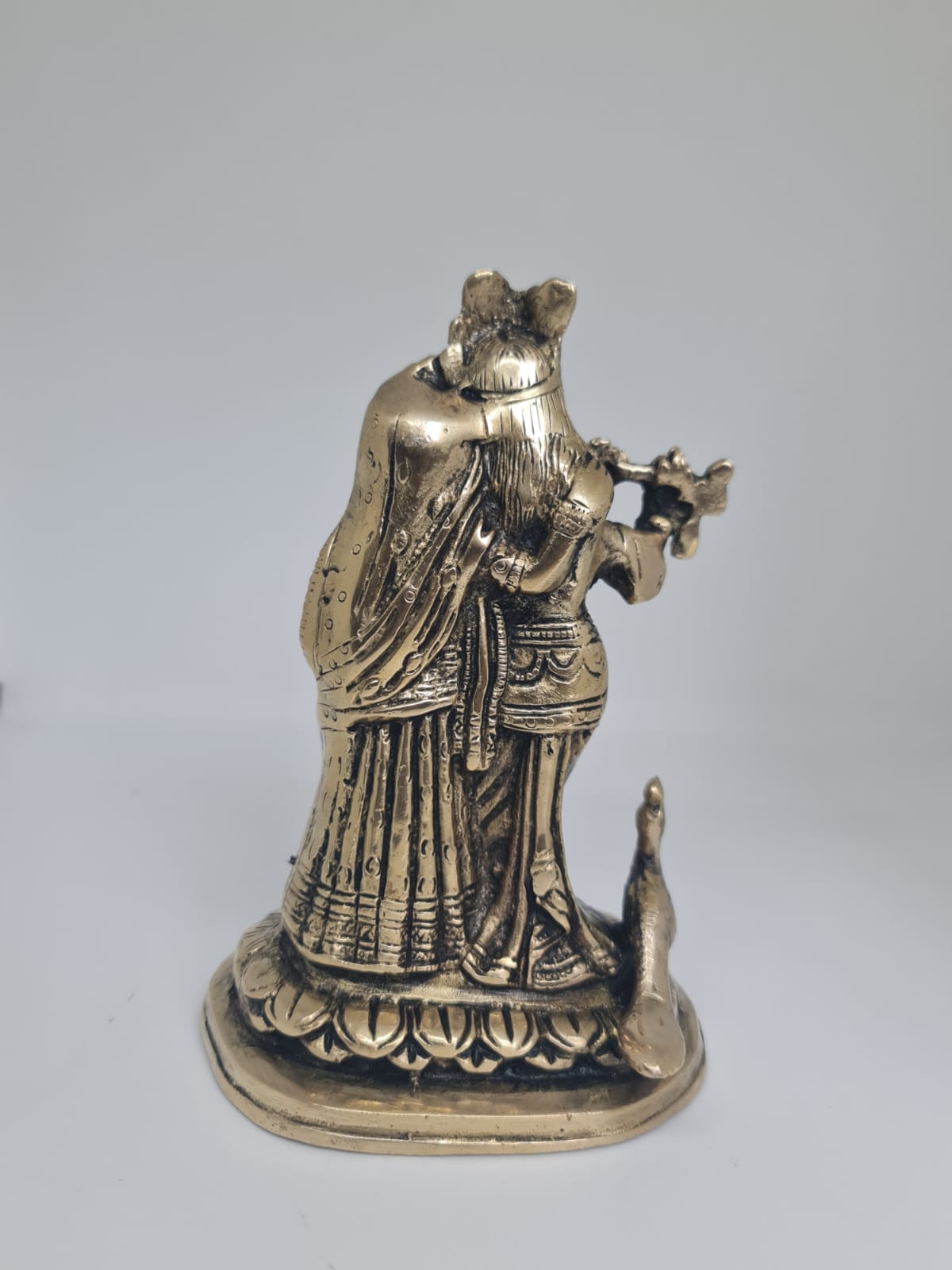 Antique Brass Radha Krishna Idol - Radha Krishna Statue for Home Temple & Puja Room - Traditional Brass Decorative gifting .