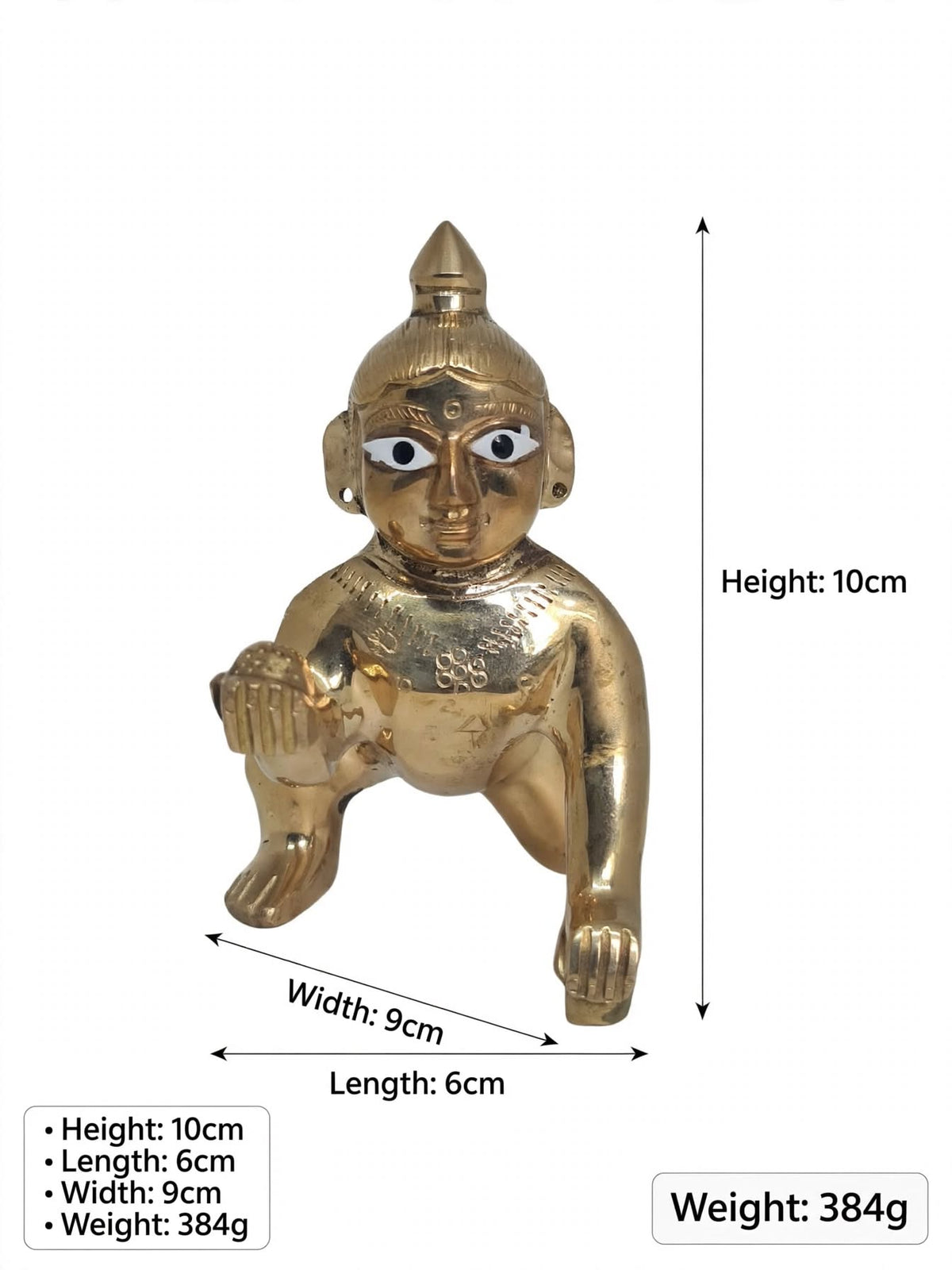 Premium Brass Laddu Gopal Idol for Pooja & Home Decor-Traditional Bal Krishna Murti for Temple.