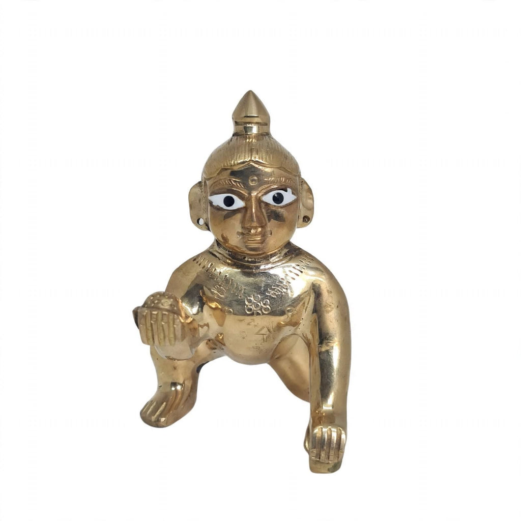 Premium Brass Laddu Gopal Idol for Pooja & Home Decor-Traditional Bal Krishna Murti for Temple.