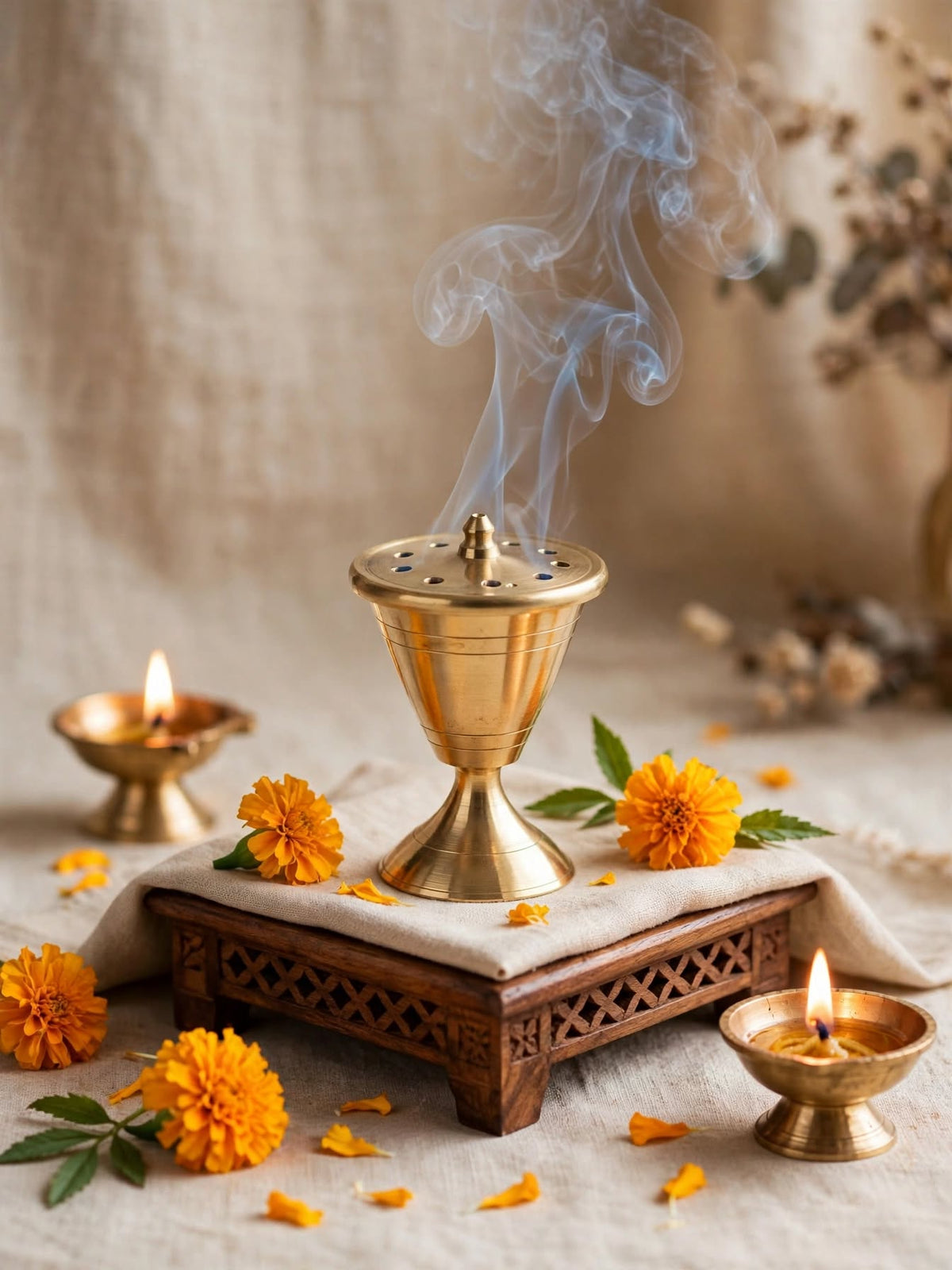 Premium Brass Incense Stick Holder - Traditional Pooja & Home Decor.