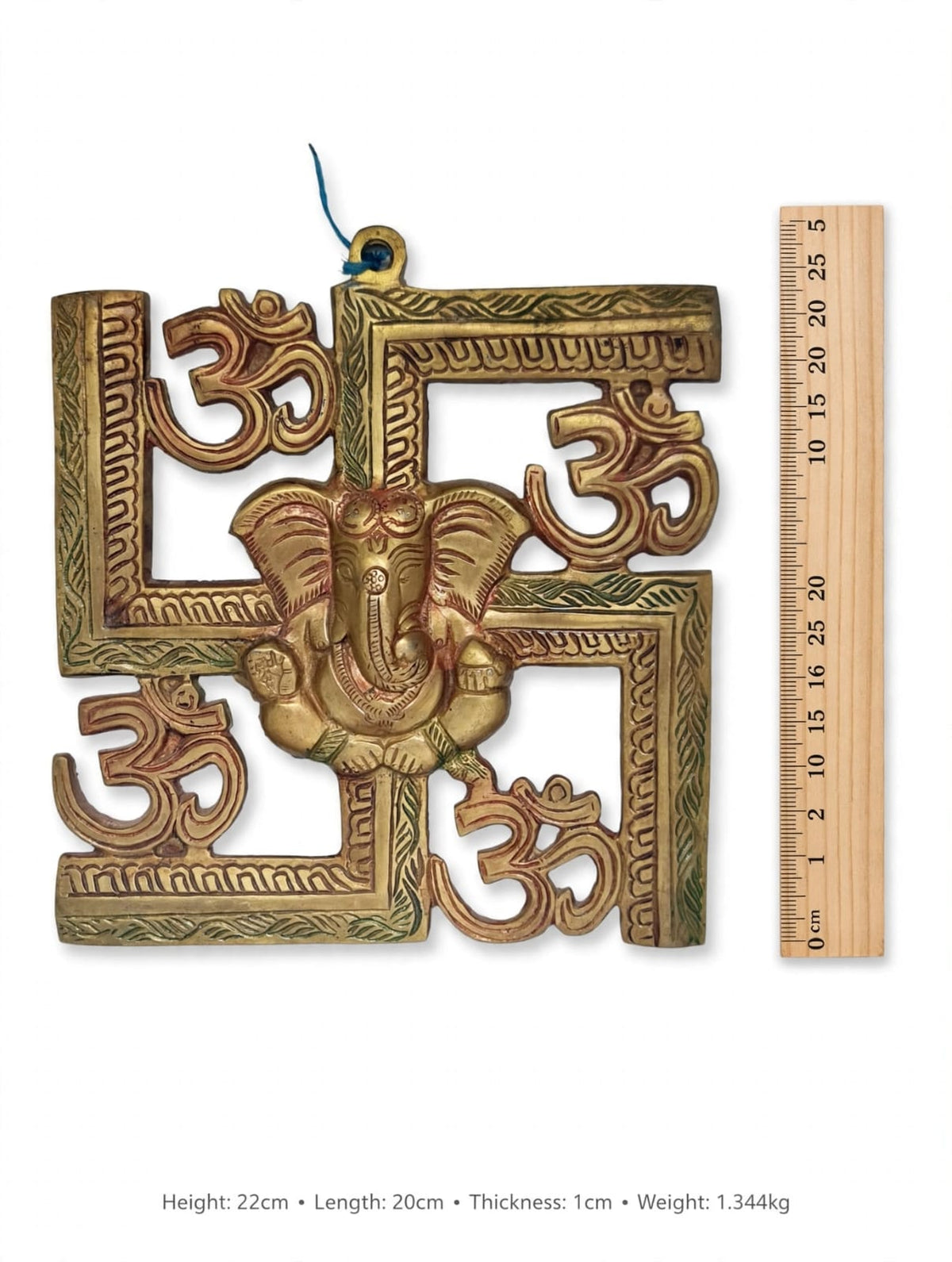 Antique Brass Om Swastik Ganesh Wall Hanging for Home Decor & Pooja -traditional Hindu Wall Decoration.