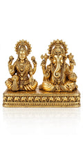 Brass Lakshmi Ganesh Idol set for Home Temple, Pooja Room Decoration and Diwali Gift.