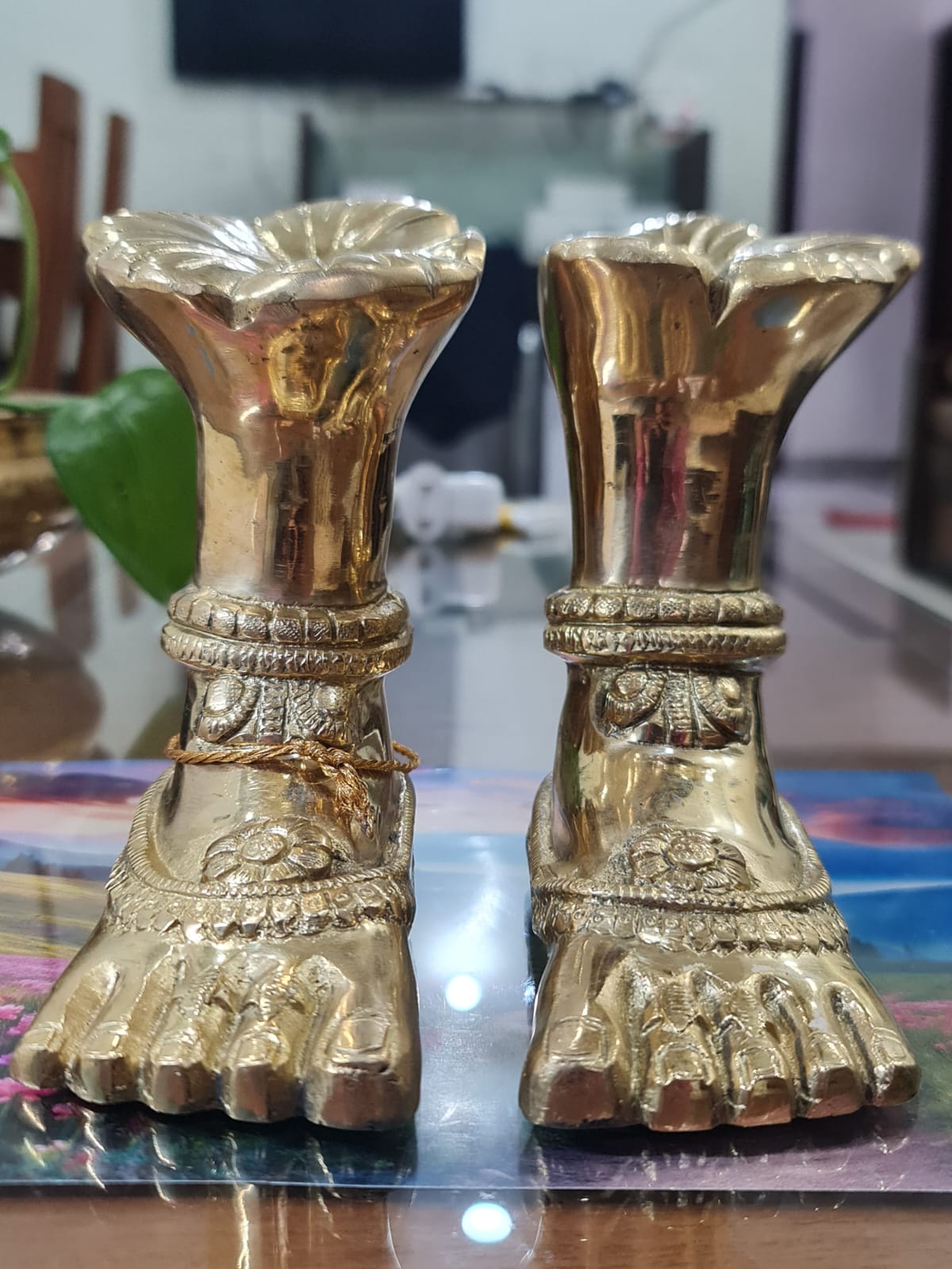 Peetalkraft Premium Laxmi Charan Paduka - Brass Laxmi footprints for Diwali puja & Home Decor.