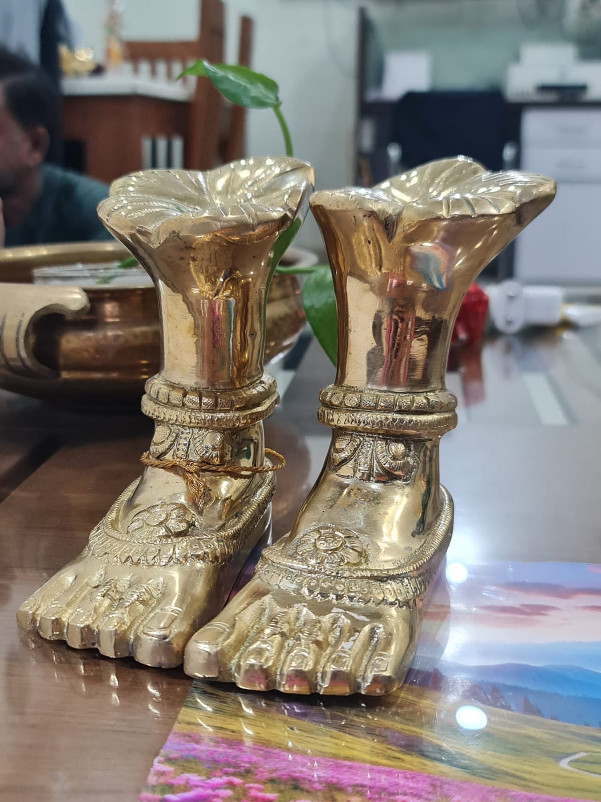PeetalKraft Premium Laxmi Charan Paduka – Brass Laxmi Footprints for Diwali Puja & Home Decor