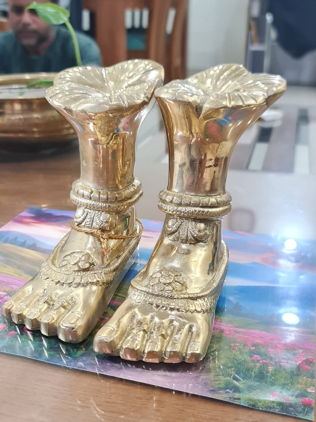 Peetalkraft Premium Laxmi Charan Paduka - Brass Laxmi footprints for Diwali puja & Home Decor.