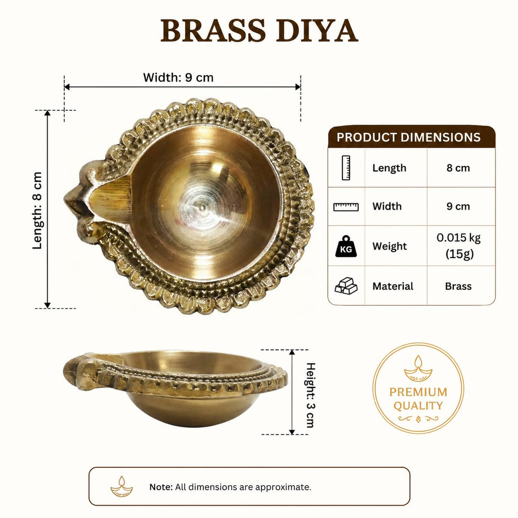 PeetalKraft Brass Dhan Kuber Diya Set Of 5 For Daily Pooja And Wealth Size 7X6X2 Cm Weight 50 Grams