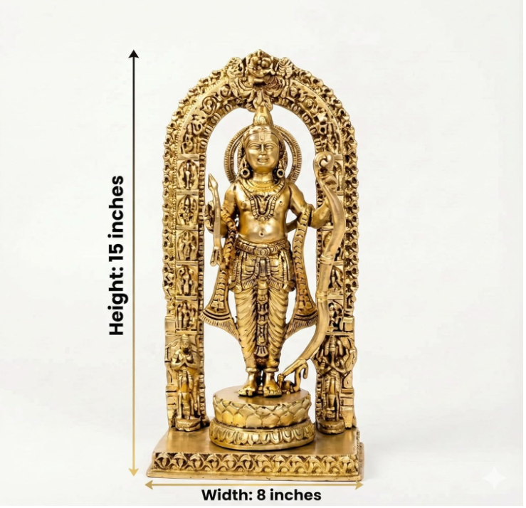 PeetalKraft 100% Pure Brass Intricate Ram Lalla Idol Shri Ramlala Statue, Size 7x5x15 cm, Weight 320 Grams