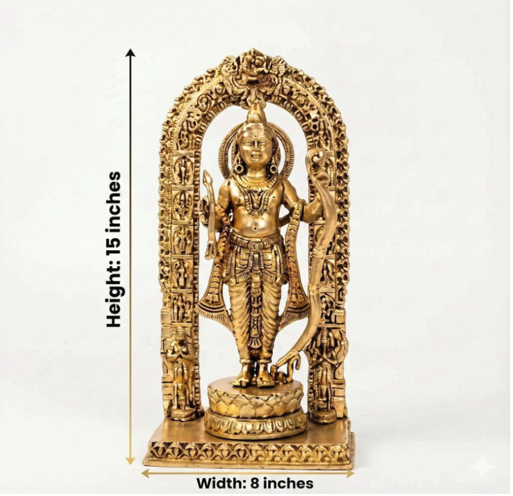 PeetalKraft 100% Pure Brass Intricate Ram Lalla Idol Shri Ramlala Statue, Size 7x5x15 cm, Weight 320 Grams