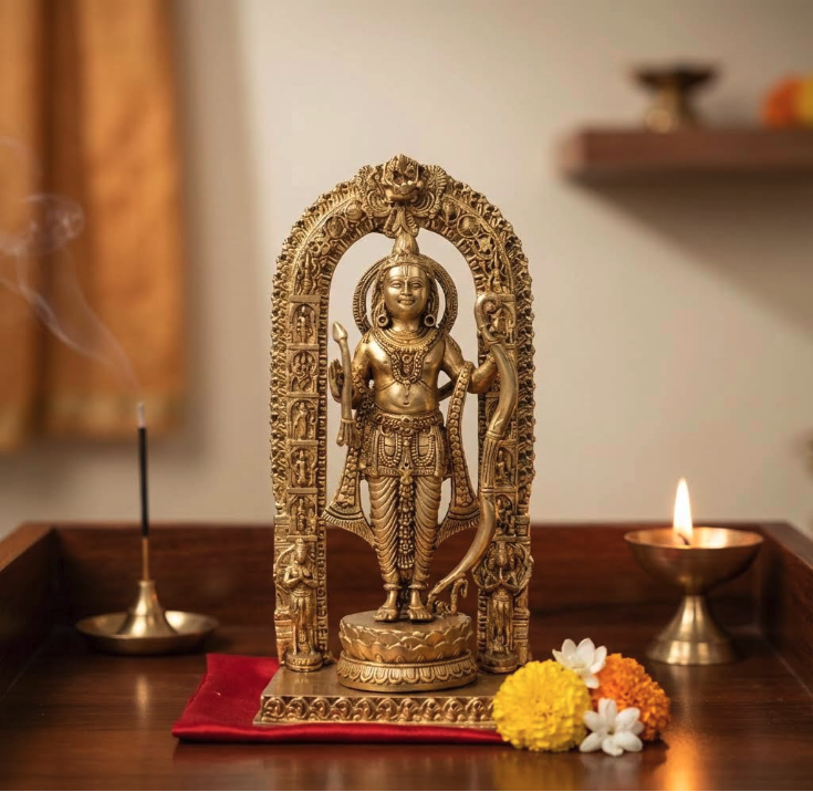 PeetalKraft 100% Pure Brass Intricate Ram Lalla Idol Shri Ramlala Statue, Size 7x5x15 cm, Weight 320 Grams