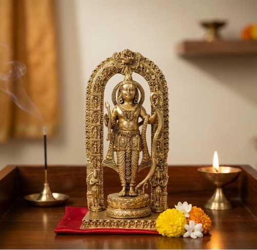 PeetalKraft 100% Pure Brass Intricate Ram Lalla Idol Shri Ramlala Statue, Size 7x5x15 cm, Weight 320 Grams
