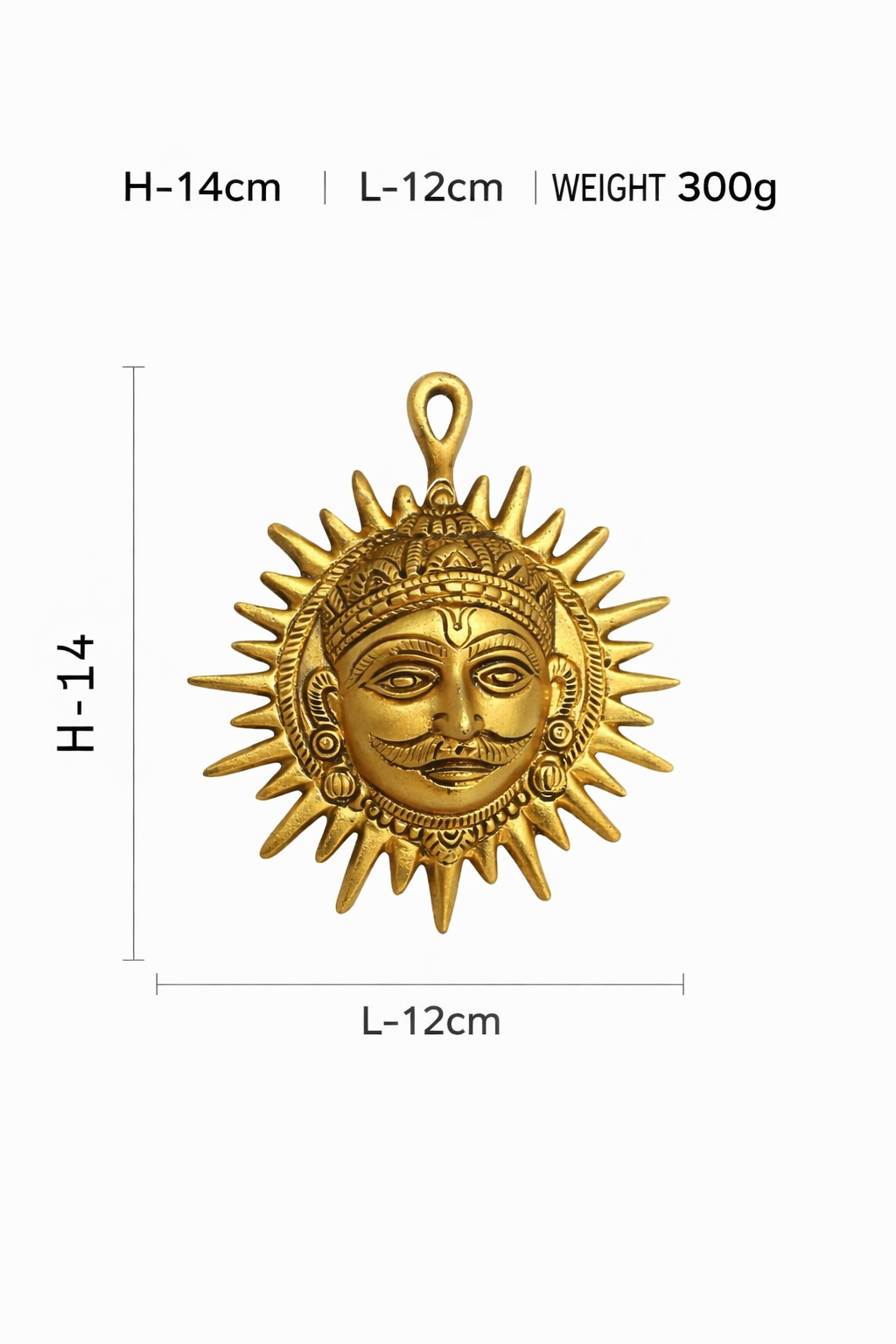 PeetalKraft Premium Brass Surya Dev Wall Hanging | Hindu Sun God Decorative Idol for Home, Office & Pooja Room | Vastu & Spiritual Wall Decor (14 cm, 300g)