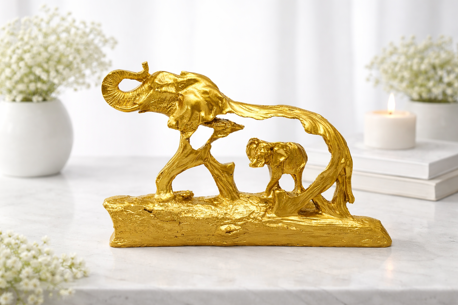 PeetalKraft Resin Wall Elephant Hanging for Home Decor and Vastu, Size 24x4x15 cm, Weight 340 Grams