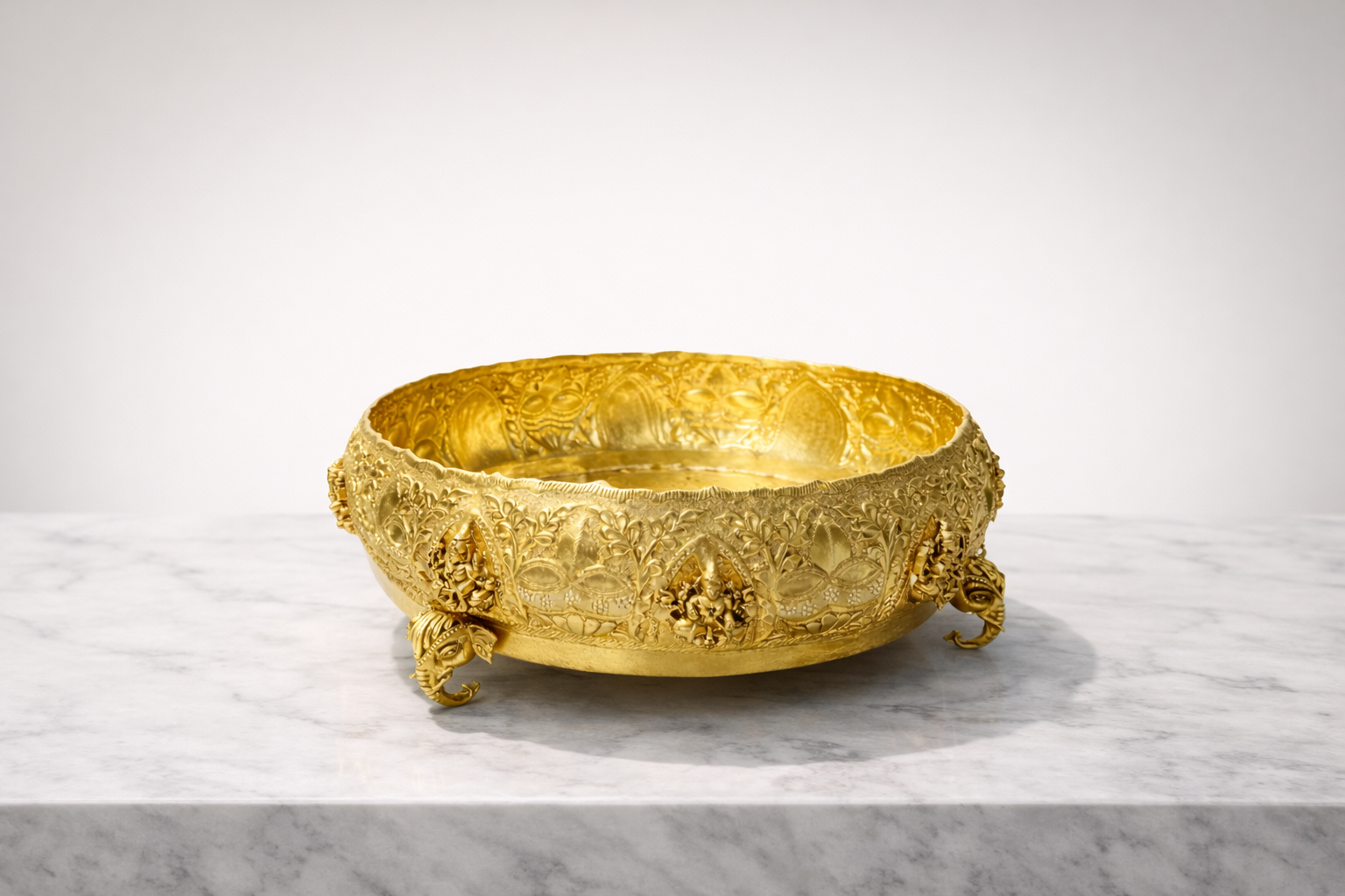 PeetalKraft Premium Brass Ashtalakshmi Urli for Home Decor, Pooja & Floating Flowers, 25 cm Dia, 10 cm Height, Housewarming Diwali Wedding Gift