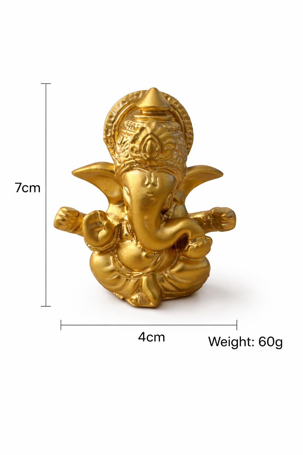 PeetalKraft Resins Little Lord Ganesha Idol for Home Decor & Car Dashboard | Golden Finish | Mini Ganpati Statue for Pooja Room, Office Desk, Gift | 7 cm, 60g