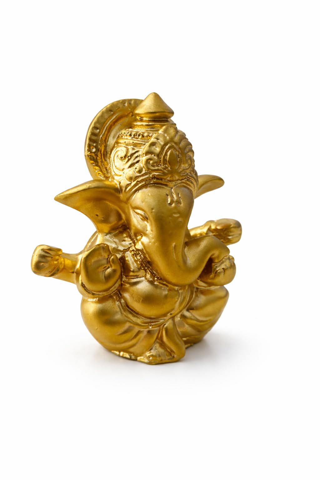 PeetalKraft Resins Little Lord Ganesha Idol for Home Decor & Car Dashboard | Golden Finish | Mini Ganpati Statue for Pooja Room, Office Desk, Gift | 7 cm, 60g